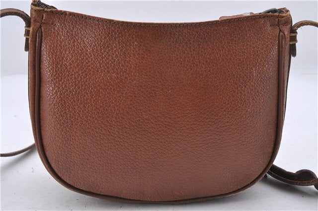 Authentic Burberrys Vintage Leather Shoulder Cross Body Bag Purse Brown 3893D