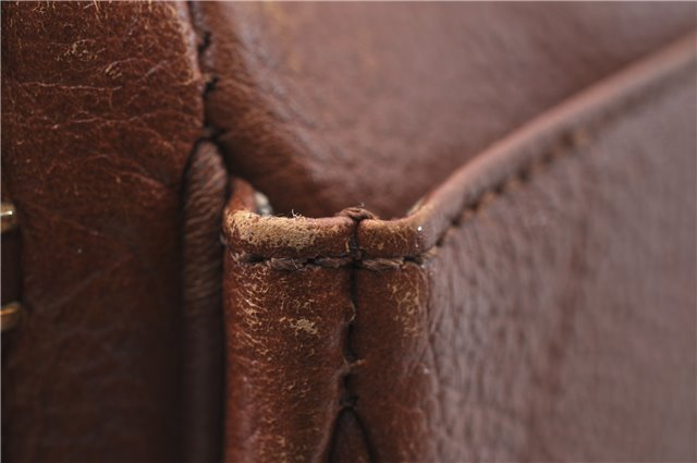 Authentic Burberrys Vintage Leather Shoulder Cross Body Bag Purse Brown 3893D