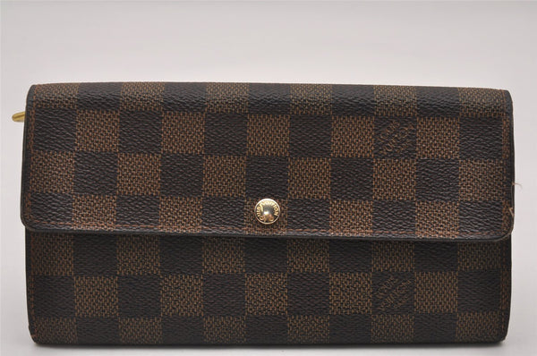 Authentic Louis Vuitton Damier Portefeuille Sarah Long Wallet N61734 LV 3898I