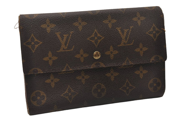 Authentic Louis Vuitton Monogram Pochette Pass Pole M60135 Trifold Wallet 3899I