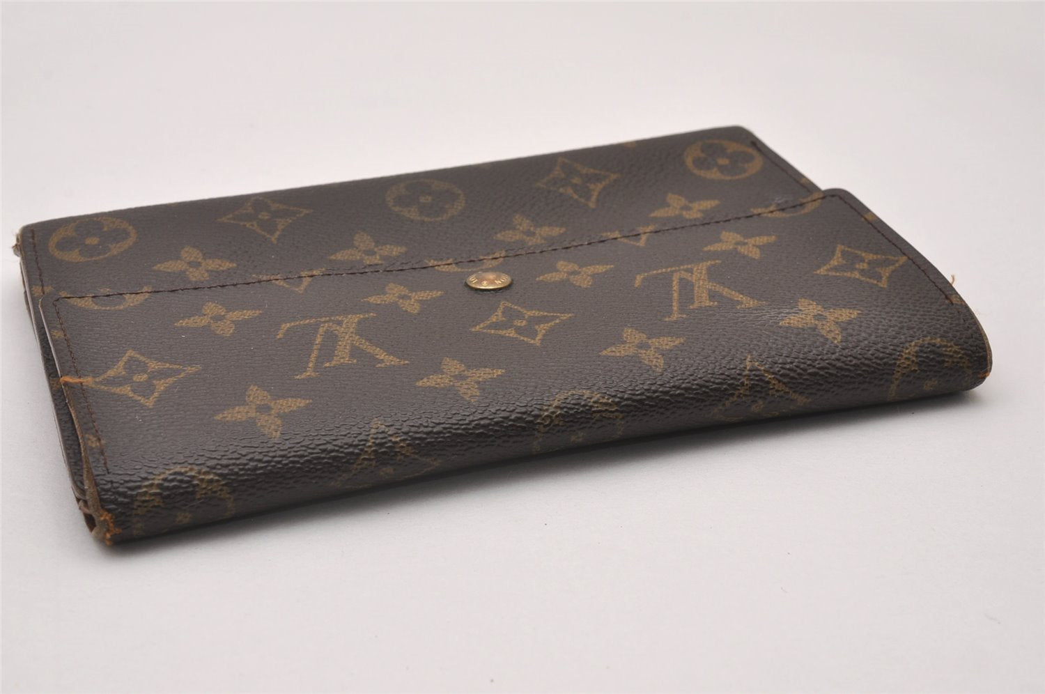 Authentic Louis Vuitton Monogram Pochette Pass Pole M60135 Trifold Wallet 3899I