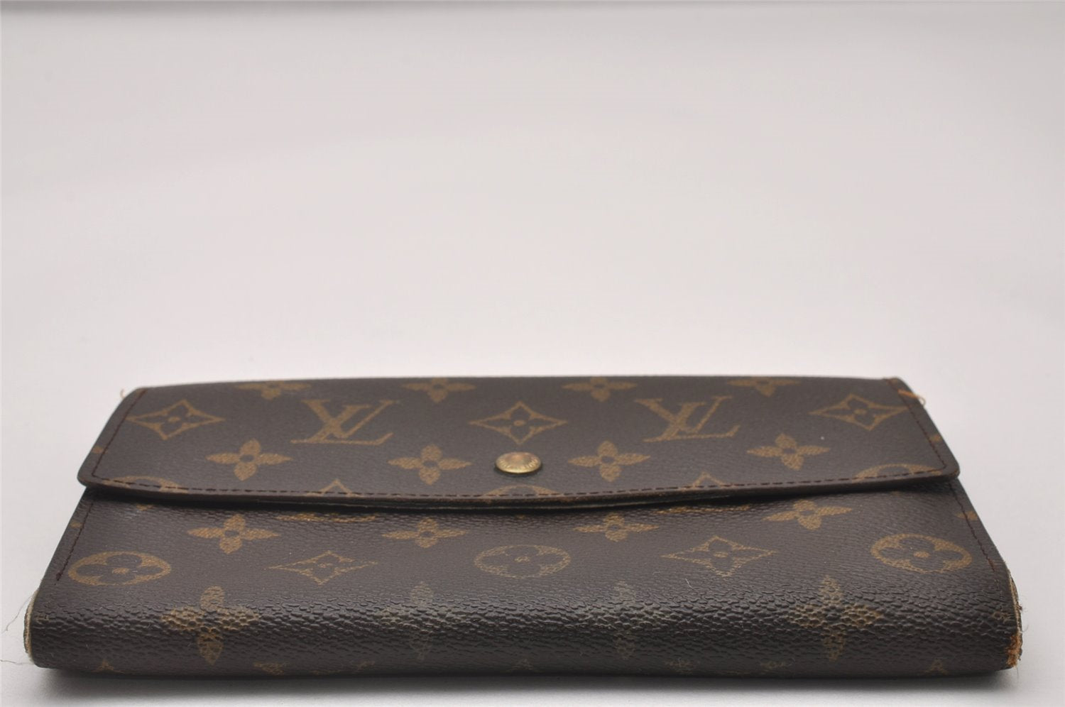 Authentic Louis Vuitton Monogram Pochette Pass Pole M60135 Trifold Wallet 3899I