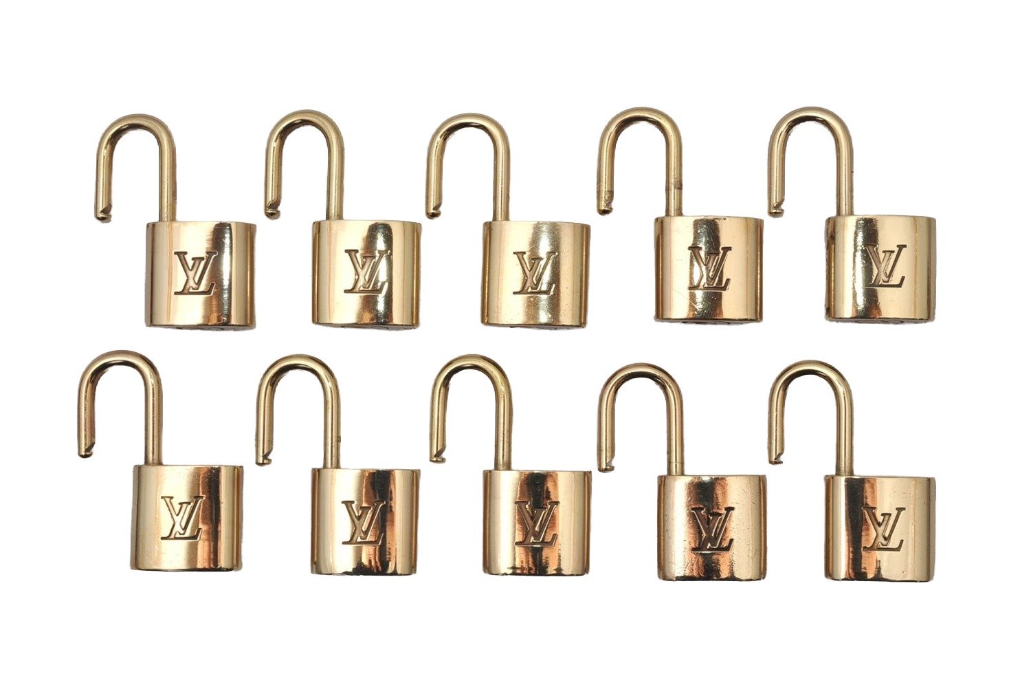 Authentic Louis Vuitton Padlock Gold 10Set LV 3900I