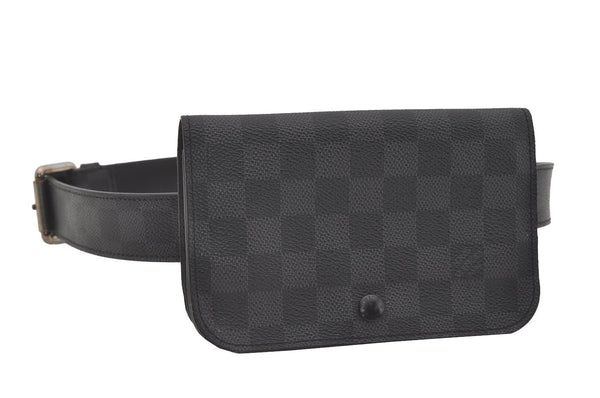 Authentic Louis Vuitton Damier Graphite Ceinture Pochette Homme Waist Bag 3906I