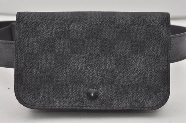 Authentic Louis Vuitton Damier Graphite Ceinture Pochette Homme Waist Bag 3906I