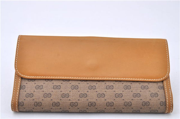 Authentic GUCCI Micro GG Vintage PVC Leather Long Wallet Purse Brown 3910F