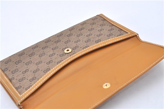 Authentic GUCCI Micro GG Vintage PVC Leather Long Wallet Purse Brown 3910F