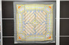 Authentic HERMES Carre 90 Scarf "QALAMDAN" Silk Gray 3911D