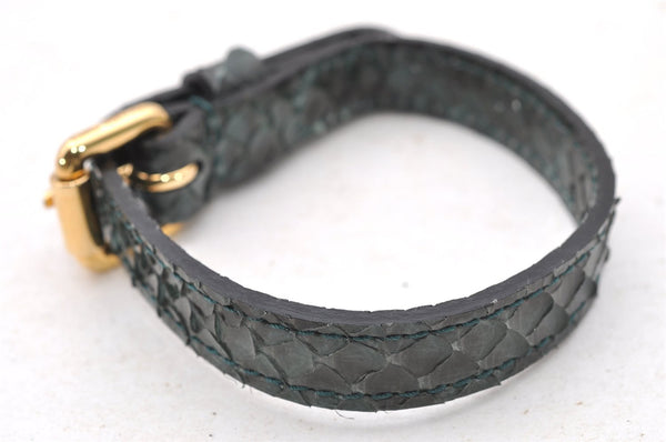 Authentic Louis Vuitton Bracelet Leather Gold Tone Green LV 3911I