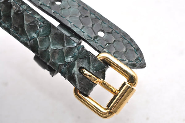 Authentic Louis Vuitton Bracelet Leather Gold Tone Green LV 3911I