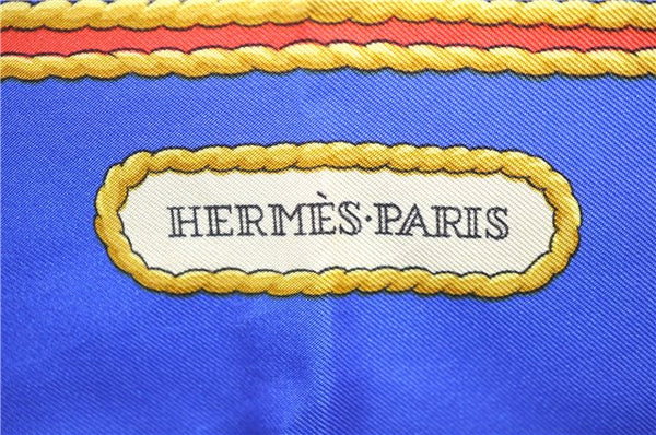 Authentic HERMES Carre 90 Scarf "HOMMAGE A CHARLES GARNIER" Silk Blue 3912D