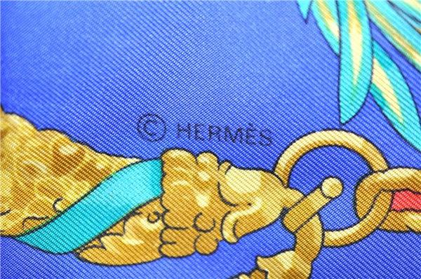 Authentic HERMES Carre 90 Scarf "HOMMAGE A CHARLES GARNIER" Silk Blue 3912D