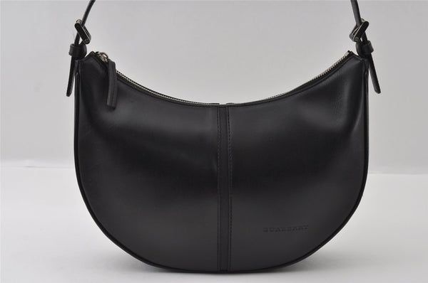 Authentic BURBERRY Vintage Leather Shoulder Hand Bag Purse Black 3913I