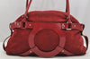 Authentic Salvatore Ferragamo Gancini Suede Leather Shoulder Hand Bag Red 3914I