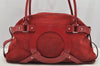 Authentic Salvatore Ferragamo Gancini Suede Leather Shoulder Hand Bag Red 3914I