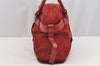 Authentic Salvatore Ferragamo Gancini Suede Leather Shoulder Hand Bag Red 3914I