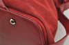 Authentic Salvatore Ferragamo Gancini Suede Leather Shoulder Hand Bag Red 3914I