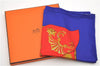 Authentic HERMES Carre 90 Scarf "Souvenirs de Paris" Silk Blue Box 3915D