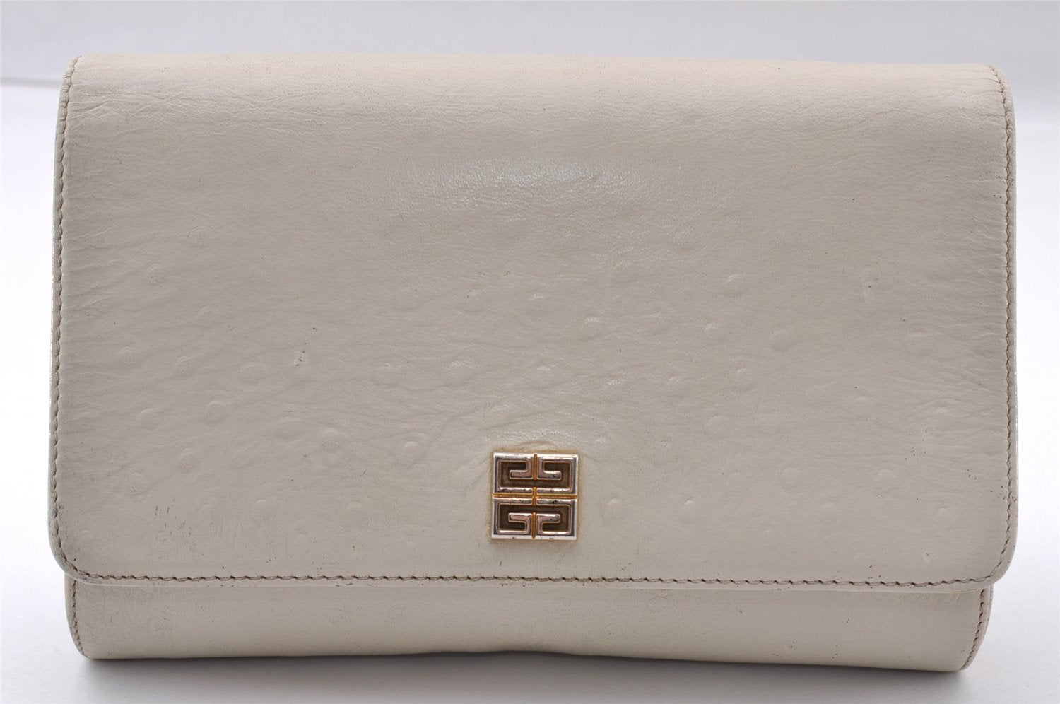 Authentic GIVENCHY Vintage Leather Shoulder Cross Body Bag Purse White 3915I