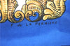 Authentic HERMES Carre 90 Scarf "LVDOVICVS MAGNVS" Silk Blue 3917D