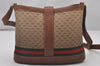 Auth GUCCI Web Sherry Line Micro GG Shoulder Bag PVC Leather Brown Junk 3917I