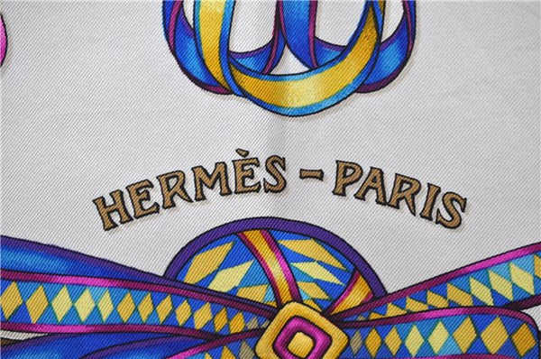 Authentic HERMES Carre 90 Scarf "LES RUBANS DU CHEVAL" Silk Green 3918D