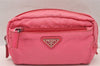 Authentic PRADA Vintage Nylon Tessuto Saffiano Leather Pouch Purse Pink 3918I