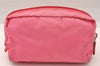 Authentic PRADA Vintage Nylon Tessuto Saffiano Leather Pouch Purse Pink 3918I