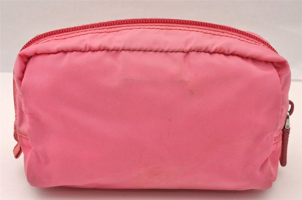 Authentic PRADA Vintage Nylon Tessuto Saffiano Leather Pouch Purse Pink 3918I