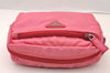 Authentic PRADA Vintage Nylon Tessuto Saffiano Leather Pouch Purse Pink 3918I