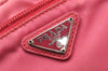 Authentic PRADA Vintage Nylon Tessuto Saffiano Leather Pouch Purse Pink 3918I