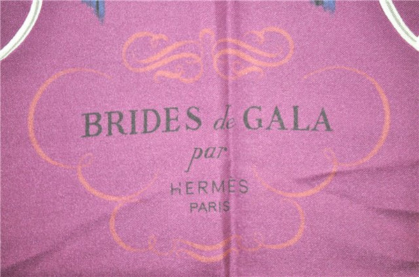 Authentic HERMES Carre 90 Scarf "BRIDES de GALA par" Silk Navy Purple 3919D