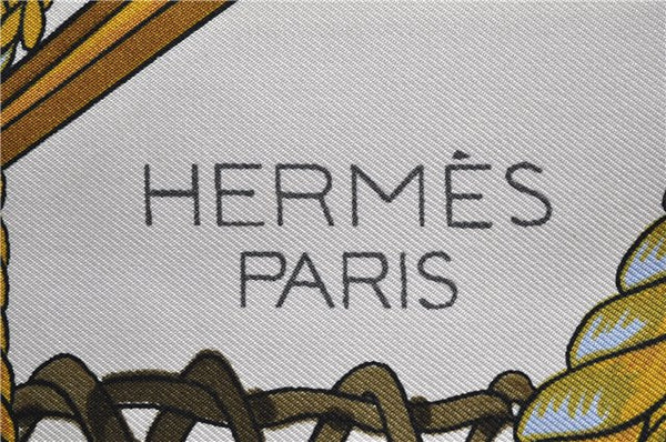 Authentic HERMES Carre 90 Scarf Horse Statue Motif Silk Light Blue 3924D