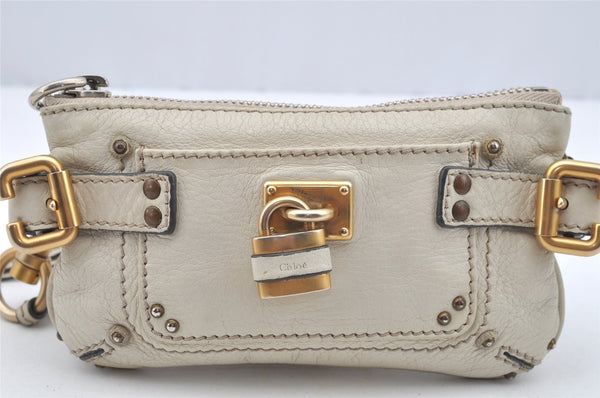 Authentic Chloe Mini Paddington Vintage Leather Hand Bag Pouch Purse White 3926I