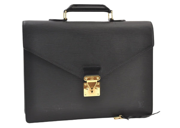 Authentic Louis Vuitton Epi Serviette Conseiller Briefcase Black M54422 LV 3929F
