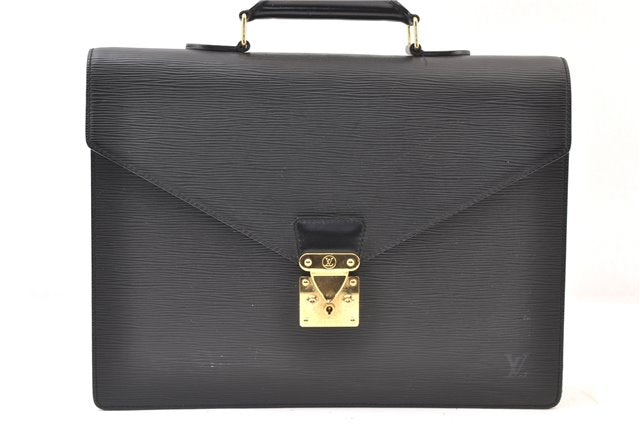 Authentic Louis Vuitton Epi Serviette Conseiller Briefcase Black M54422 LV 3929F