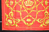 Authentic HERMES Carre 90 Scarf Crown Motif Silk Red 3931D