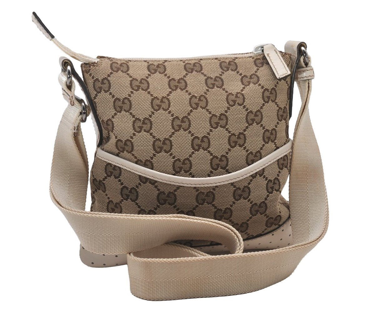 Authentic GUCCI Shoulder Cross Body Bag GG Canvas Leather 147671 Brown 3931I