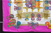 Authentic HERMES Carre 90 Scarf "LES RUBANS DU CHEVAL" Silk Purple 3932D