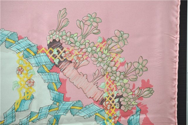 Authentic HERMES Carre 90 Scarf "LE SACRE du PRINTEMPS " Silk Pink 3933D