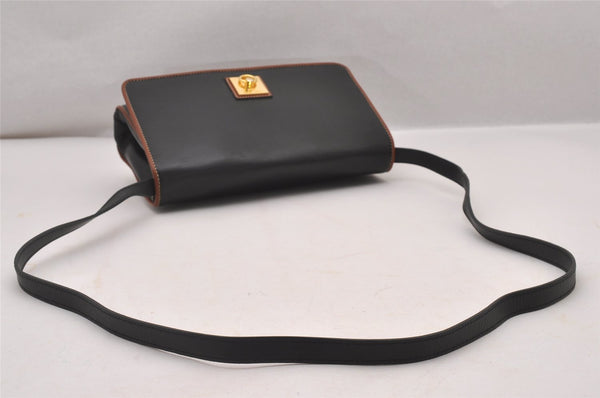 Authentic CELINE 2Way Shoulder Cross Body Clutch Bag Purse Leather Black 3934I