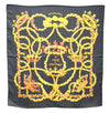 Authentic HERMES Carre 90 Scarf "LE SACRE du PRINTEMPS" Silk Black 3935D