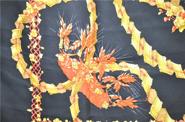 Authentic HERMES Carre 90 Scarf "LE SACRE du PRINTEMPS" Silk Black 3935D