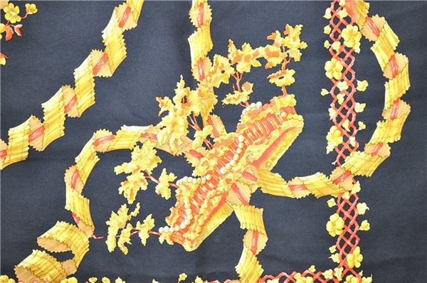 Authentic HERMES Carre 90 Scarf "LE SACRE du PRINTEMPS" Silk Black 3935D
