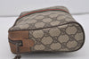 Authentic GUCCI Web Sherry Line Clutch Hand Bag Purse GG PVC Leather Brown 3936I