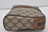 Authentic GUCCI Web Sherry Line Clutch Hand Bag Purse GG PVC Leather Brown 3936I