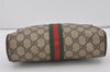 Authentic GUCCI Web Sherry Line Clutch Hand Bag Purse GG PVC Leather Brown 3936I