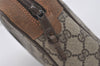 Authentic GUCCI Web Sherry Line Clutch Hand Bag Purse GG PVC Leather Brown 3936I