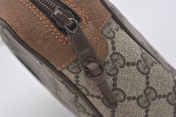Authentic GUCCI Web Sherry Line Clutch Hand Bag Purse GG PVC Leather Brown 3936I