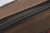 Authentic GUCCI Web Sherry Line Clutch Hand Bag Purse GG PVC Leather Brown 3936I